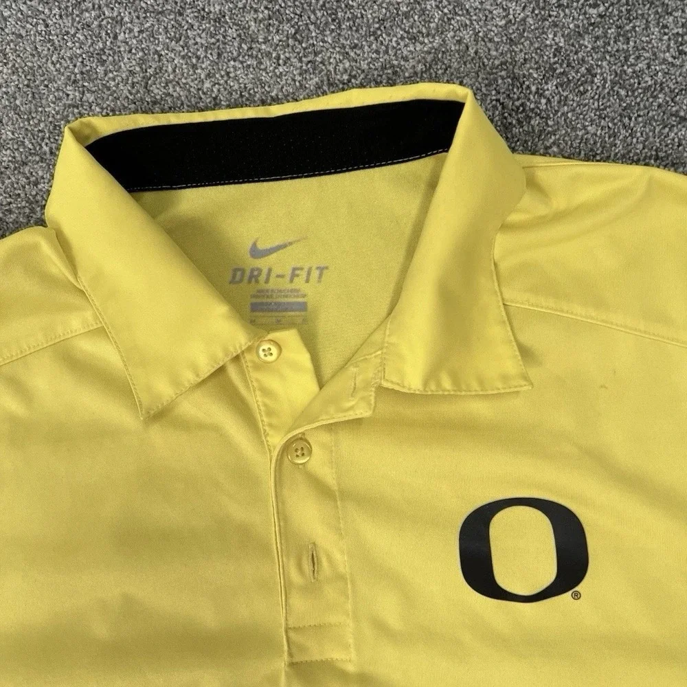 Nike Oregon Ducks Dri Fit Polo Shirt Yellow Mens Medium Athletic Golf Tee